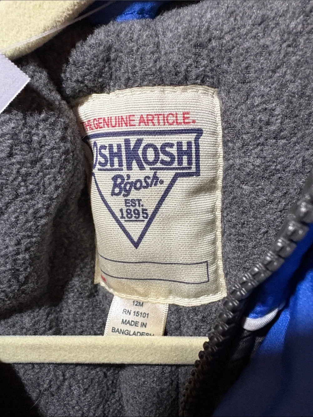 Children's Blue & Black Osh Kosh Insulated Puffer Jacket with Hood. F3